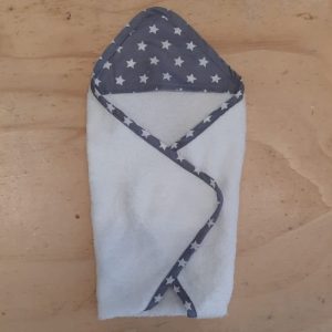 Badcape Wit/ ster grijs