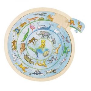 Houten puzzel cirkel dier 27st