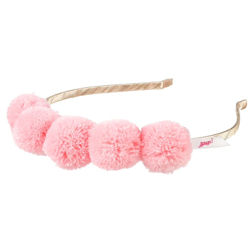 Diadeem pompom roze